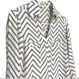 Express Portofino Gray and White Long Sleeve Button Down Shirt